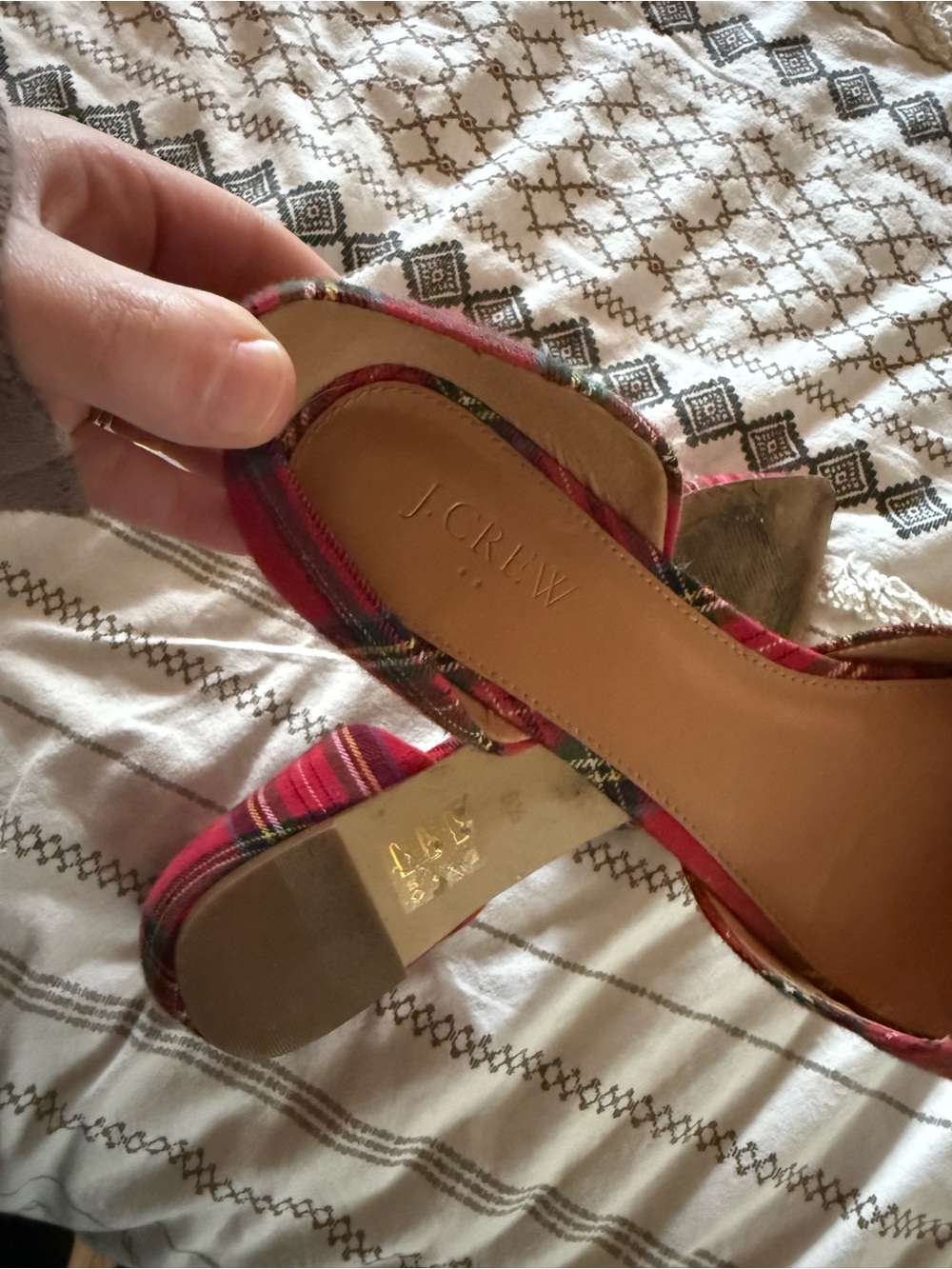 J. Crew Red Plaid Pointed D'Orsay Flats - Picture 3 of 4